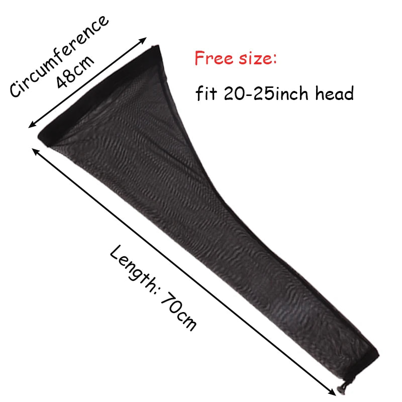 Black stretchy hair net cap with a 70cm length and 48cm circumference for dreadlocks