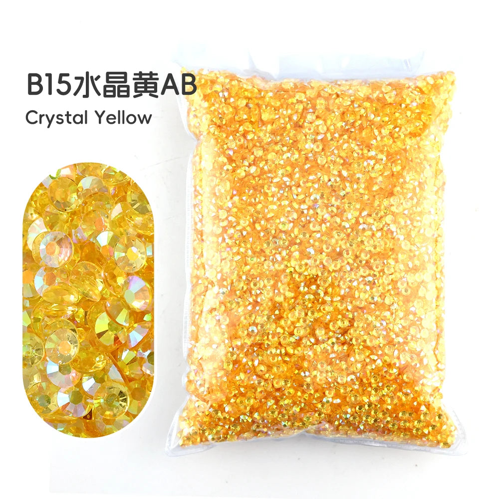 Bag of B15 Crystal Yellow resin rhinestones for crafting