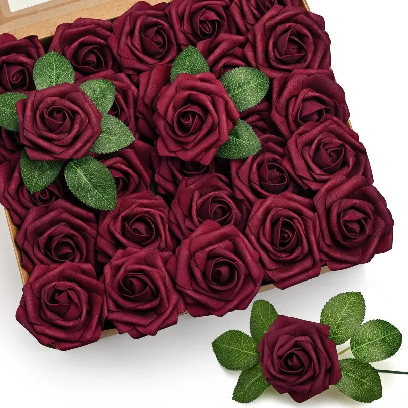 Artificial Foam Roses with Stems for Wedding & Home Décor