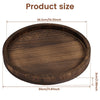 A round, dark brown wooden serving tray with a natural wood grain finish.