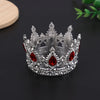 Silver crystal tiara crown cake topper and hair accessory with red gemstones