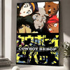 A vertical poster featuring characters from Cowboy Bebop with the title Cowboy Bebop.