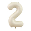 A beige foil number balloon shaped like the number 2.