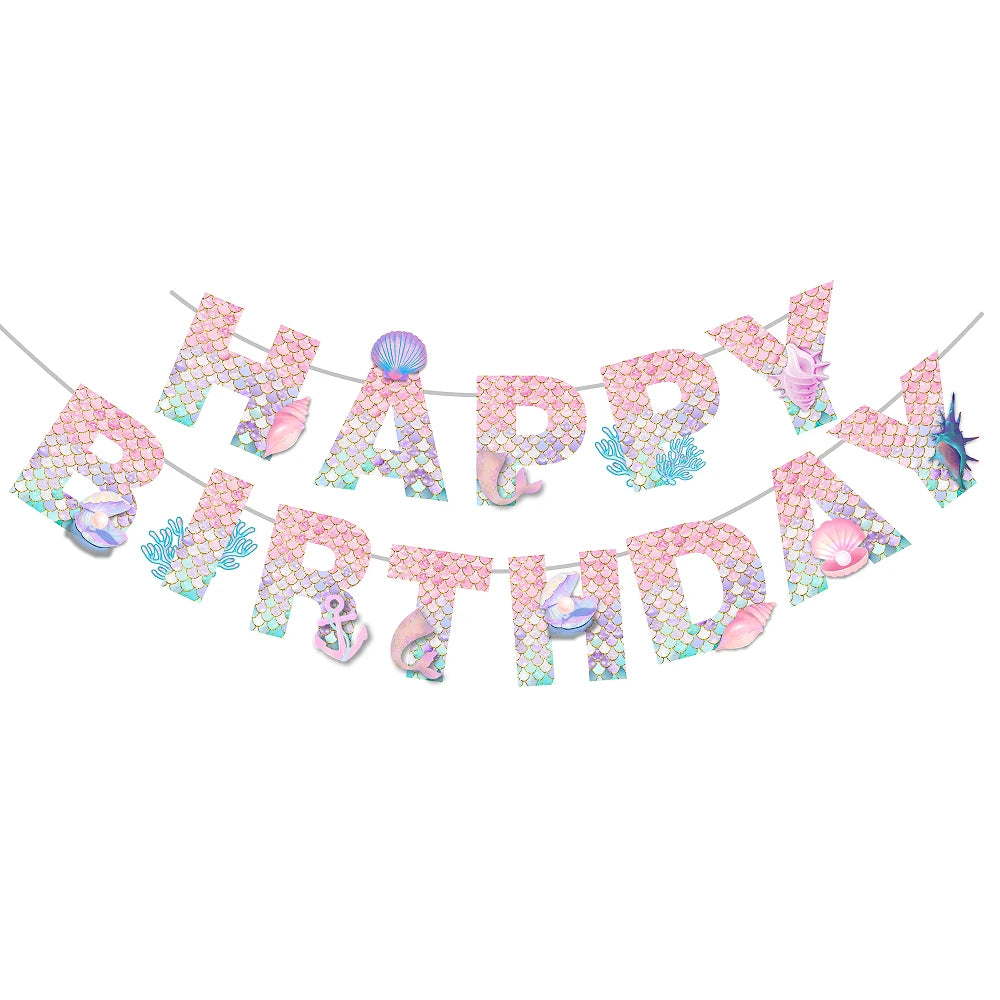 Purple Mermaid Birthday Party Supplies Kit for Girls