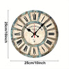 A vintage-style wooden wall clock with Roman numerals and a distressed blue-green finish, featuring the inscription PARIS 197
