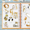 A collection of various cat stickers featuring different poses and expressions on a white lined sheet.