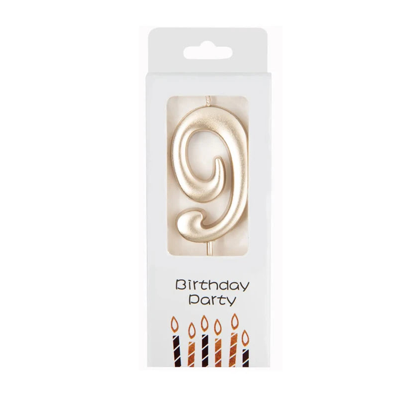 Gold number nine candle for birthday party decor