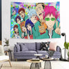 Anime tapestry wall hanging featuring characters from The Disastrous Life of Saiki K.