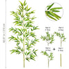 Illustration of an artificial bamboo branch with green leaves showing various parts and a magnified leaf detail.