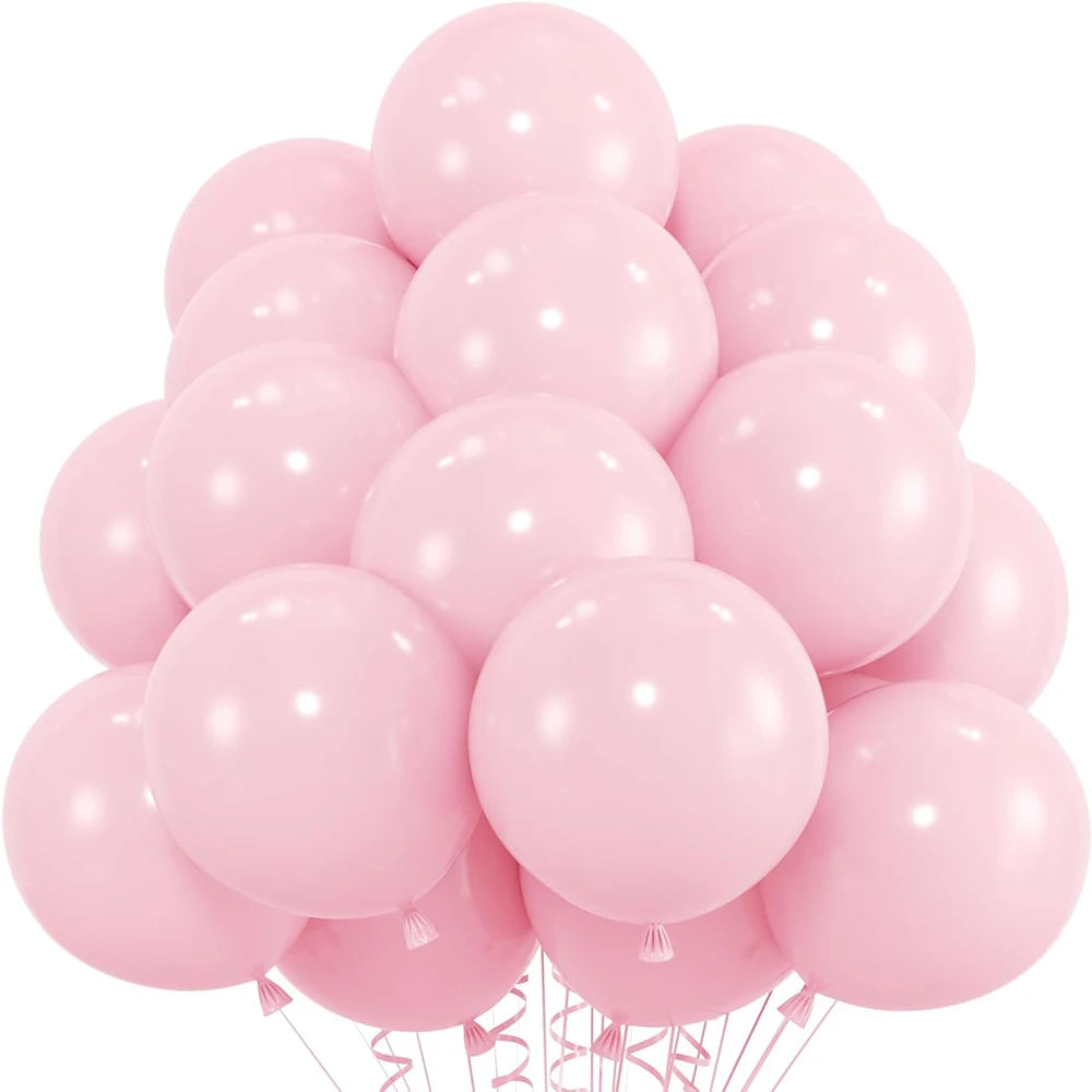A cluster of pink latex balloons for parties and celebrations