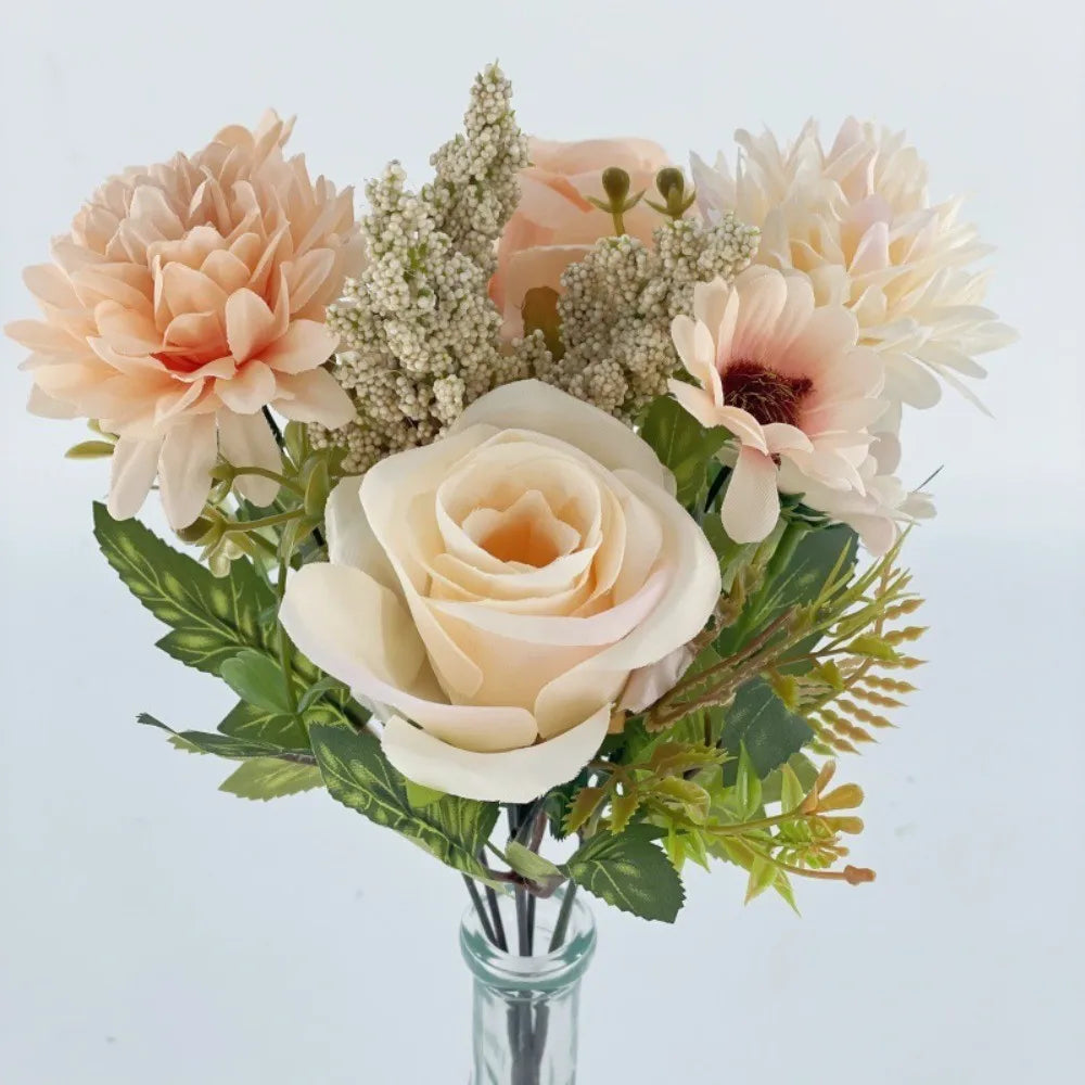 Artificial Fall Rose & Chrysanthemum Bouquet
