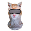 A realistic 3D cat animal ski balaclava with orange and white fur and pointed ears.