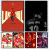 A collage of various football star posters and prints featuring Lamine Yamal.