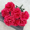 A vibrant bouquet of pink and magenta silk artificial chrysanthemum flowers.