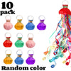 Ein Set von 10 handgefertigten Konfetti-Stoßstreifern in verschiedenen zufälligen Farben.