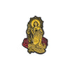 Faith enamel pin featuring a depiction of Saint Judas Tadeo with a halo and blessing gesture