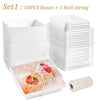 Set of 50 clear lidded paper sandwich boxes for desserts and one roll string