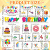 A collection of colorful birthday-themed magnets and decor items for a cruise door or fridge.