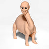 A light tan 3D printed articulated sea monster fidget toy with a smiling expression.