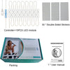 A set of USB LED vanity mirror lights including a controller, 15 LED modules, and user manual in packaging.