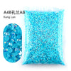 Bag of bright cyan blue resin rhinestones for crafting