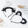 Lace Cat Ear Headband with Elegant Bow Details