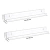 A clear acrylic vinyl record display shelf shown in two different lengths.