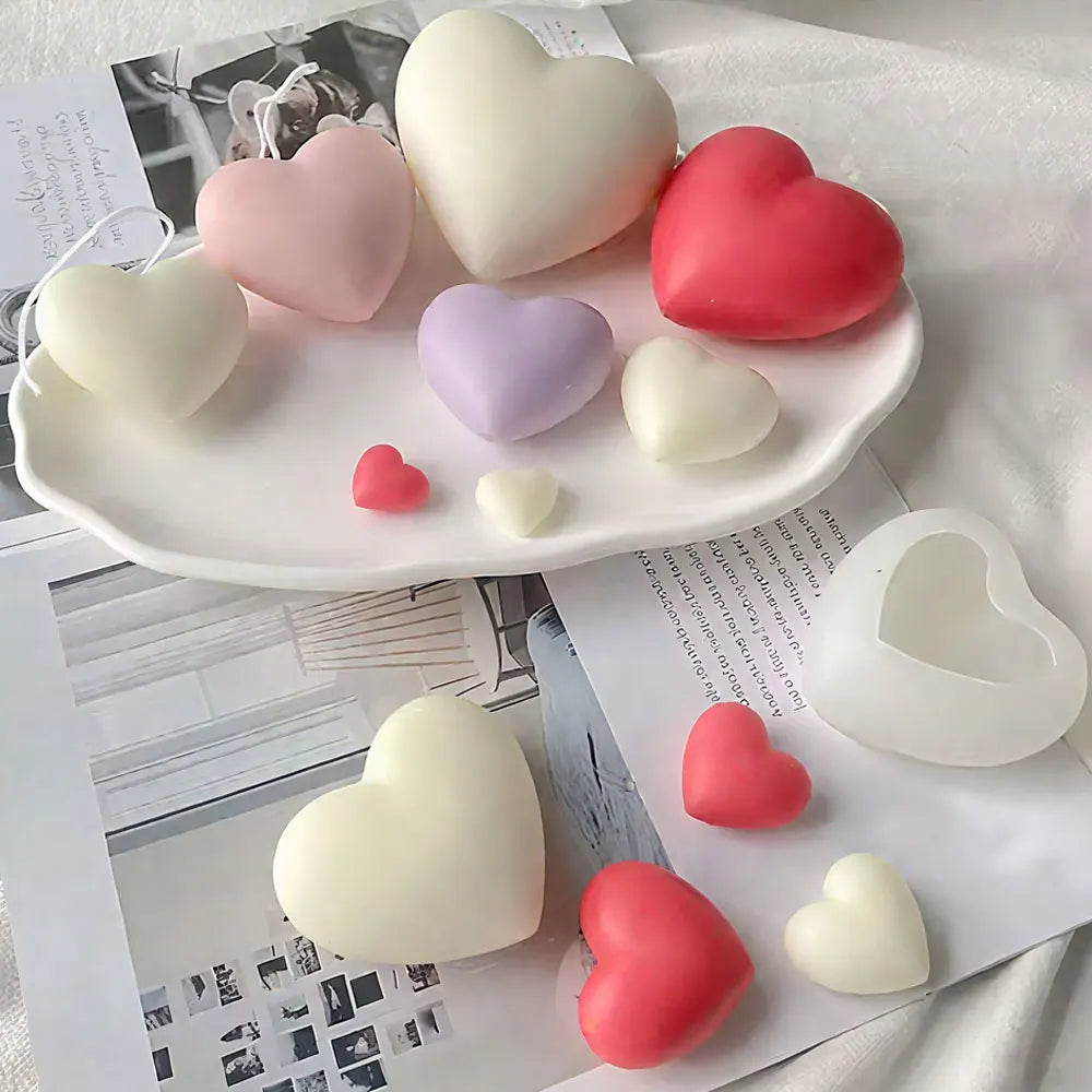 Heart-Shaped Silicone Candle Mold for DIY Crafts