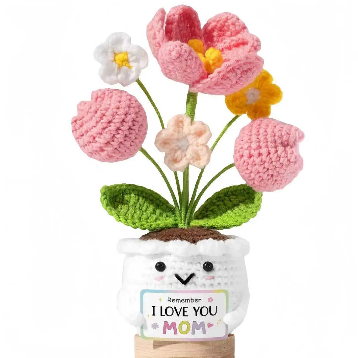 Handmade Crochet Tulip & Sunflower Potted Plant Set