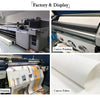 Factory and display of a printer used for canvas painting and fabric production.