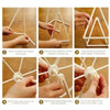 Six steps showing how to assemble a rotating photo frame with a main shaft and circular bracket.