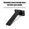 Black rounded corner design floating shelf brackets shown in a close-up view