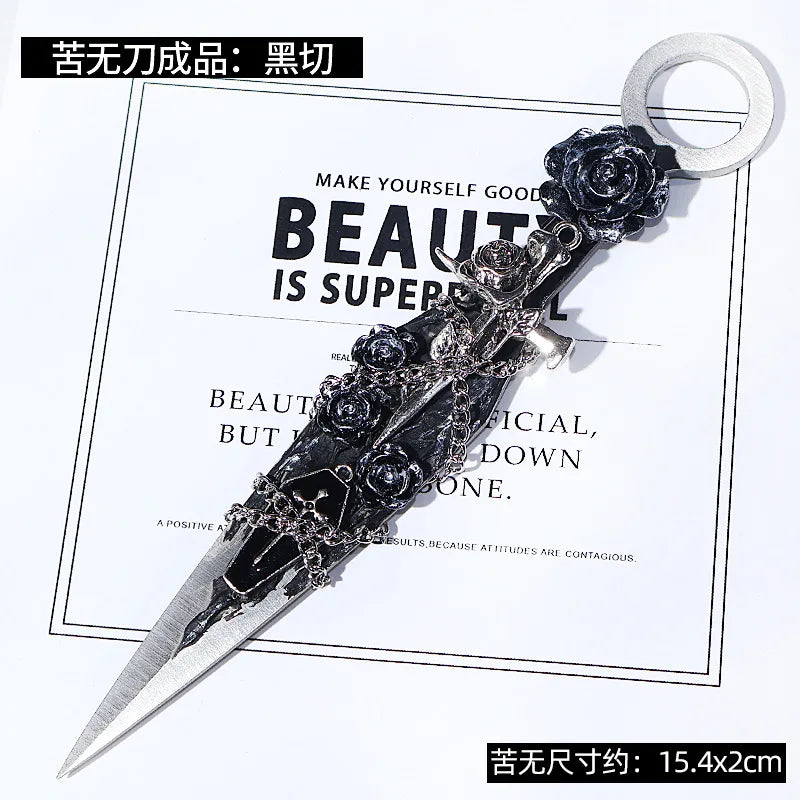 Gothic Kunai Dagger Ornament – Handcrafted Hanfu Accessory & Desk Display