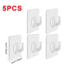 Five transparent heavy-duty self-adhesive hooks for mounting purposes.