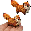 Hand-painted resin fox totem statue with orange and white fur details