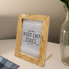 A natural wood rectangular photo frame displaying the text Wood Chip Series on a light background.