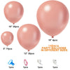 Pastellrosa Ballons in verschiedenen Größen, darunter 5, 10, 12 und 18 Zoll.