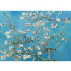 A painting of a flowering tree with light pink and white blossoms against a bright blue sky.