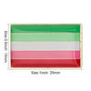 A rectangular lapel pin featuring five horizontal stripes of green, white, pink, and red.
