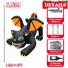 Black inflatable terror decoration with orange accents and built-in LED lights, shown with accessories.