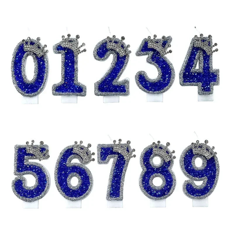 Blue Crown Number Birthday Candle