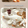 Adorable white duck plush toy used as a keychain pendant for bags and backpacks