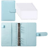 Light blue PU leather budget planner binder with cash envelopes and expense sheets