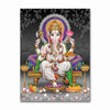A canvas art print depicting Lord Ganesha with Shiva and Parvati in a divine setting.