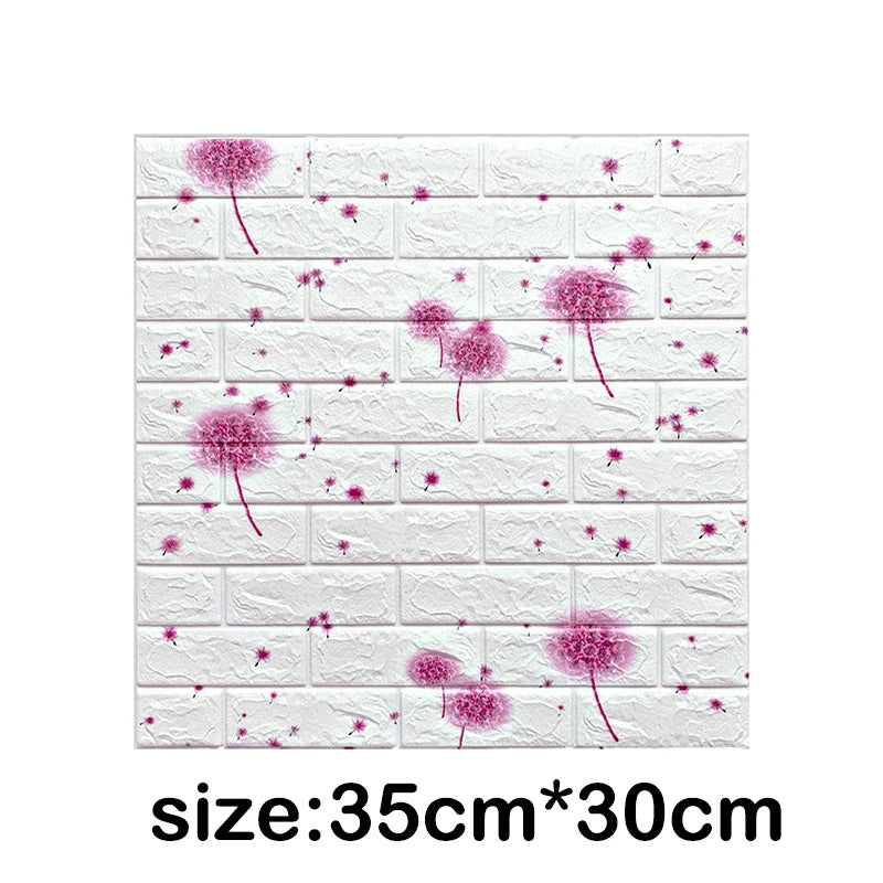 White foam wall panels with pink floral accents for home decor