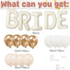 A set of white and gold balloons including large letter balloons, round balloons, and clear balloons for bridal events