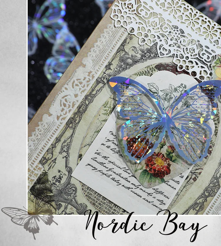 A decorative paper featuring a butterfly design, suitable for journaling or crafts.