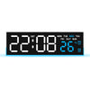 Digital alarm clock displaying 22:08 and 26 degrees with day of the week indicators.