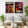 A framed canvas wall art poster featuring characters from Five Nights at Freddy's