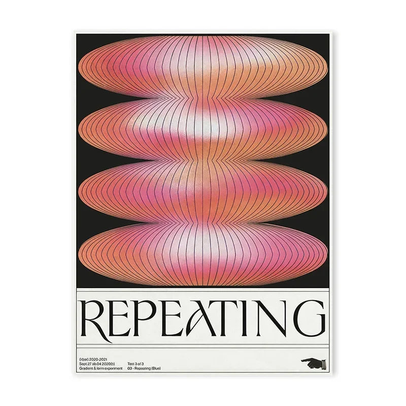 A repeating pattern of pink and orange concentric lines on a black background.